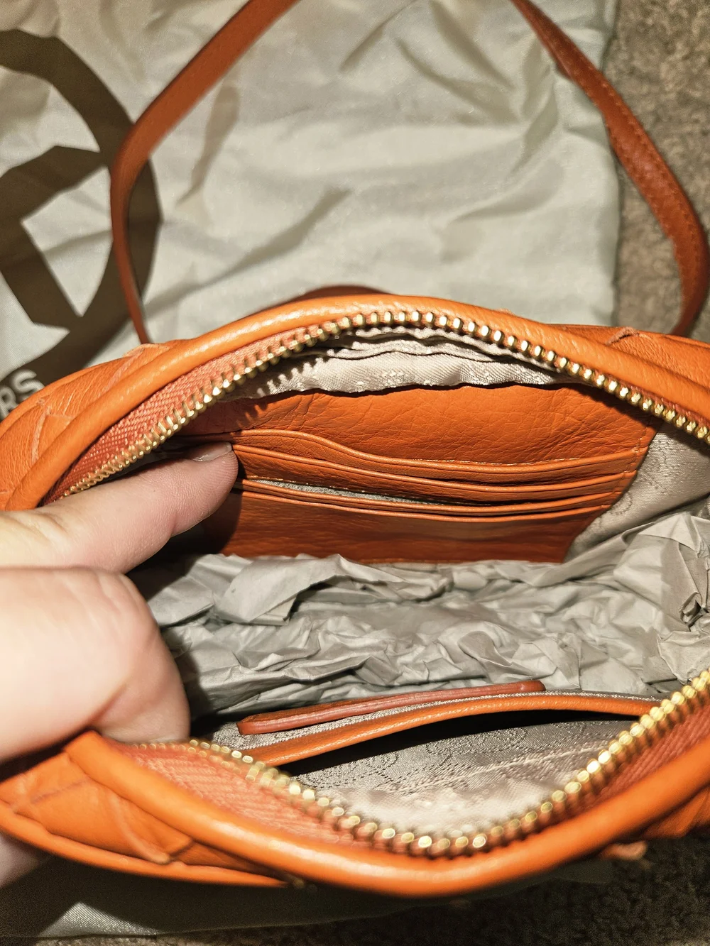 Michael Kors Hamilton Set, Burnt Orange Woven Leather Satchel/Crossbody/Coin Pur